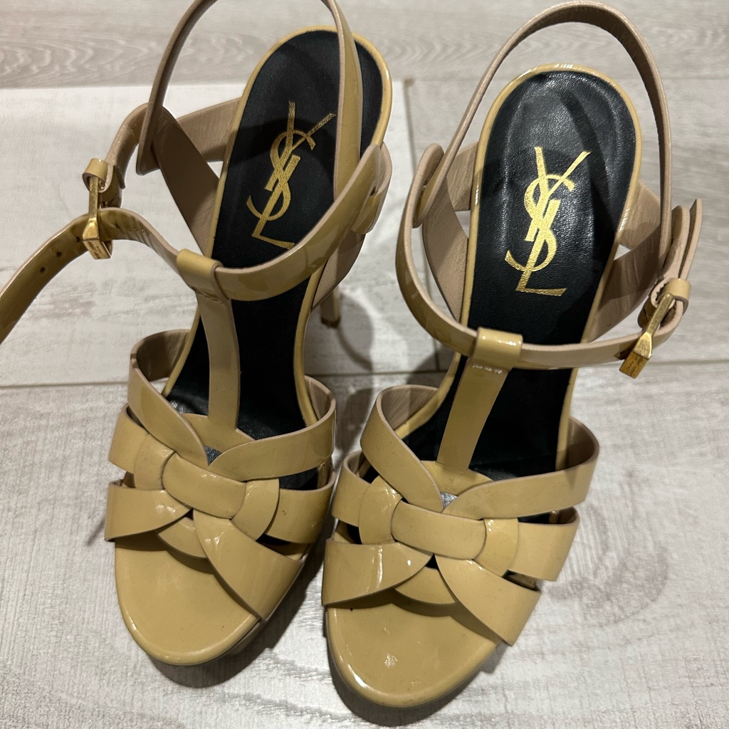 Ysl Tribute Platform Sandals In Patent Leather